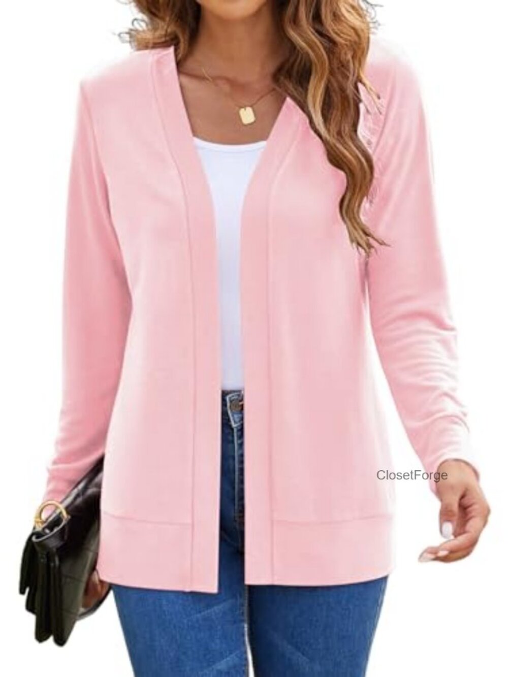 Womens Open Front Knit Cardigan Long Sleeve Lightweight Duster